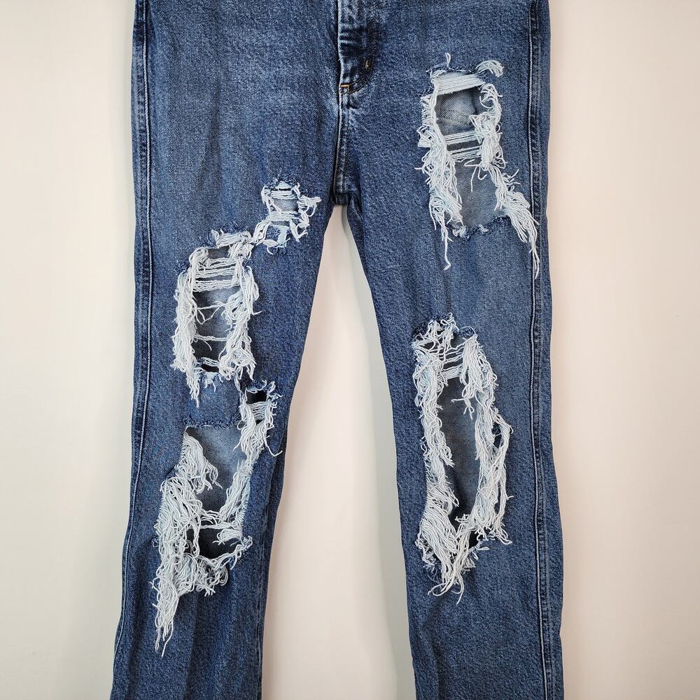 Agolde Pinch Waist High Rise Straight Jeans Size 24 Distressed Ripped Denim - Picture 6 of 11
